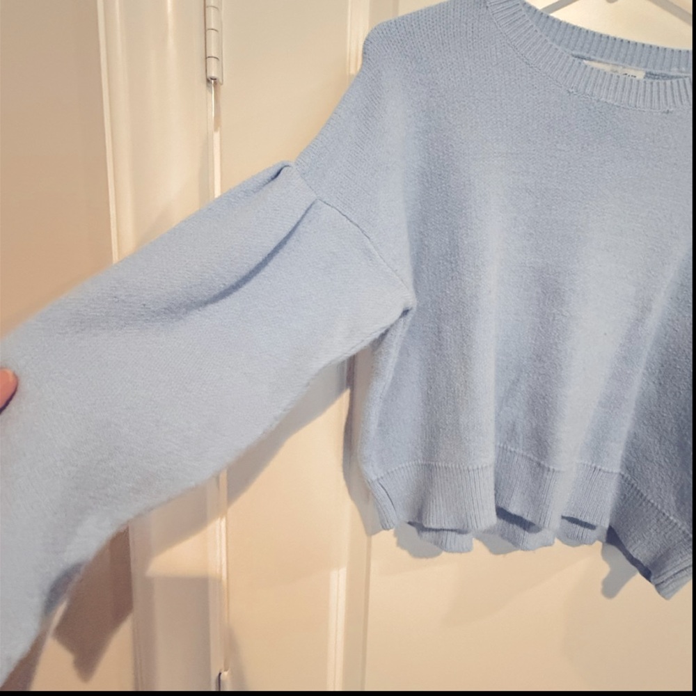 Woven Heart Sweater, Beautiful Light Blue, Size Medium - Picture 7 of 11